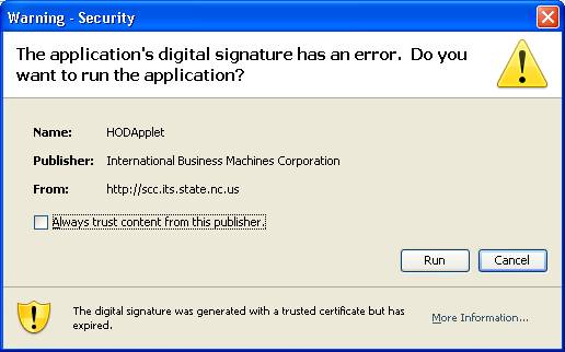 warning securtiy error